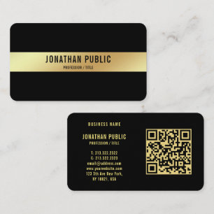 Tarjeta De Visita QR Code Black And Gold Elegant Template Luxury