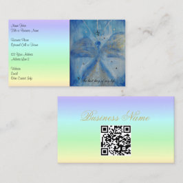 Tarjeta De Visita QR-Code-Blue Angel on a pastel rainbow background