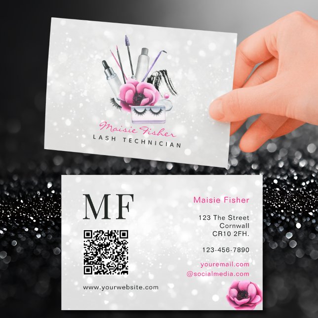 Tarjeta De Visita QR Code Bokeh Lash Technician, Eyelashes QR Code (Subido por el creador)