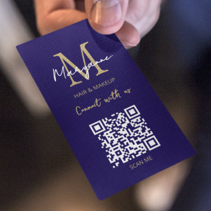 Tarjeta De Visita QR Code Business Logo Azul oscuro