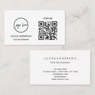 Tarjeta De Visita QR Code Business Logo | Black Modern Professional