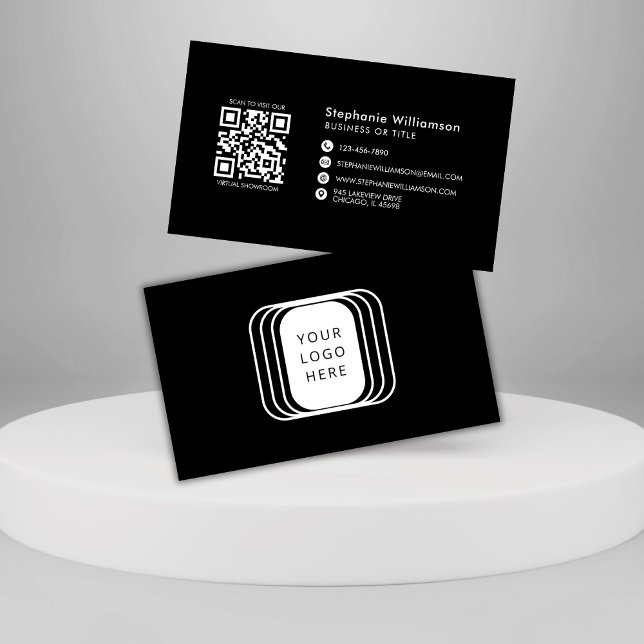 Tarjeta De Visita QR Code Business Logo Black Modern Professional (Subido por el creador)
