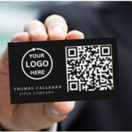 Tarjeta De Visita QR Code Business Logo Black Modern Professional