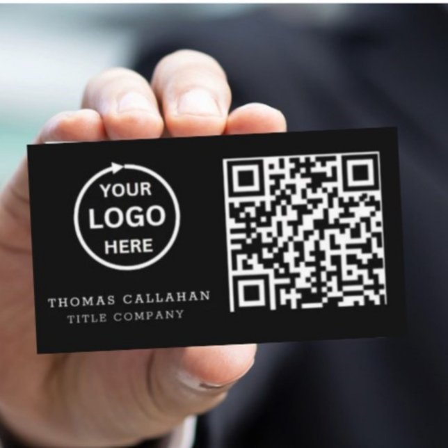 Tarjeta De Visita QR Code Business Logo Black Modern Professional (Subido por el creador)