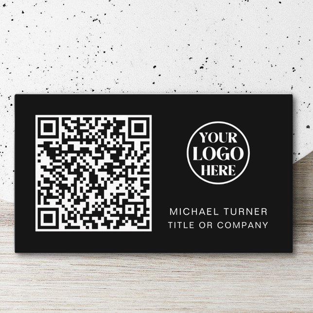 Tarjeta De Visita QR Code Business Logo Black Modern Professional (Subido por el creador)