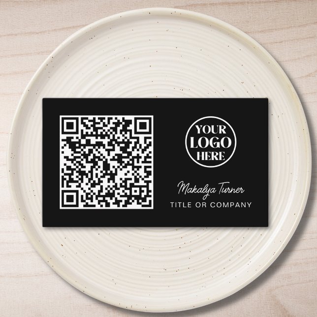 Tarjeta De Visita QR Code Business Logo Black Modern Professional (Subido por el creador)