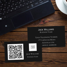 QR Code Business Logo Black Professional Moderno