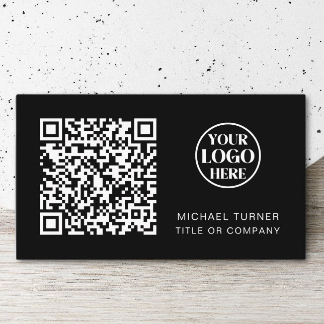 Tarjeta De Visita QR Code Business Logo Black Professional Moderno (Subido por el creador)