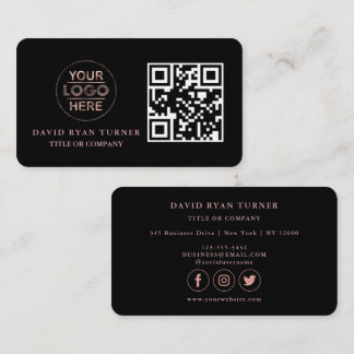 Tarjeta De Visita QR Code Business Logo Gold Profesional