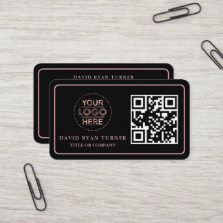Tarjeta De Visita QR Code Business Logo Gold Profesional