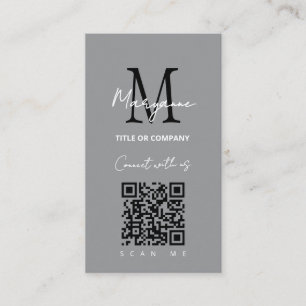 Tarjeta De Visita QR Code Business Logo Gray Moderno