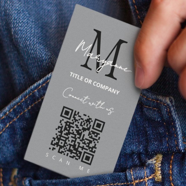 Tarjeta De Visita QR Code Business Logo Gray Moderno (Subido por el creador)