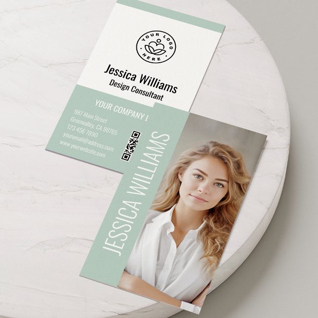 Tarjeta De Visita QR Code Business Logo Modern Professional Green (Subido por el creador)