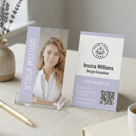 Tarjeta De Visita QR Code Business Logo Modern Professional Lavender