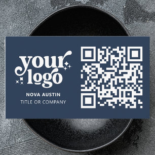 Tarjeta De Visita QR Code Business Logo Profesional Azul moderno