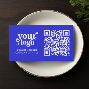 Tarjeta De Visita QR Code Business Logo Profesional Azul moderno
