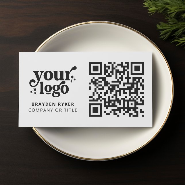 Tarjeta De Visita QR Code Business Logo Profesional Blanco Moderno (Subido por el creador)
