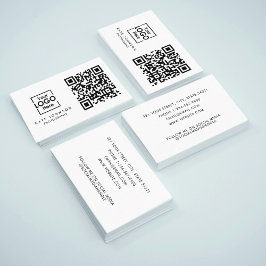 Tarjeta De Visita QR Code Business Logo Profesional Blanco Moderno