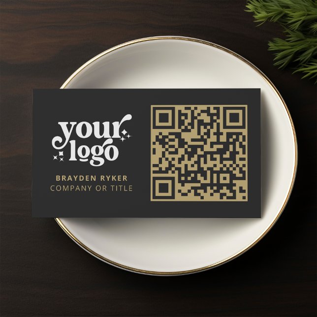 Tarjeta De Visita QR Code Business Logo Profesional Gold Moderno (Subido por el creador)
