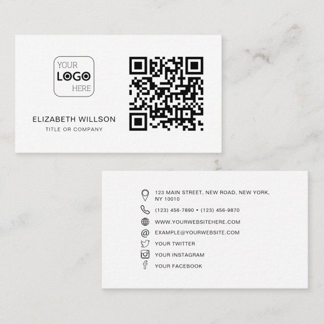 Tarjeta De Visita QR Code Business Logo Profesional moderno (Anverso / Reverso)