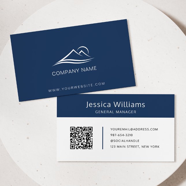 Tarjeta De Visita QR Code Business Logo Profesional Moderno Azul (Subido por el creador)