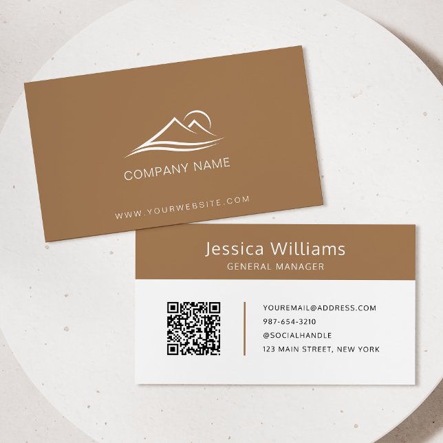 Tarjeta De Visita QR Code Business Logo Profesional Moderno Brown (Subido por el creador)