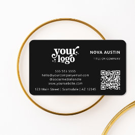 Tarjeta De Visita QR Code Business Logo Profesional Negro moderno