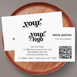 Tarjeta De Visita QR Code Business Logo Profesional Negro moderno