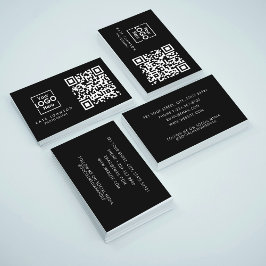 Tarjeta De Visita QR Code Business Logo Profesional Negro moderno