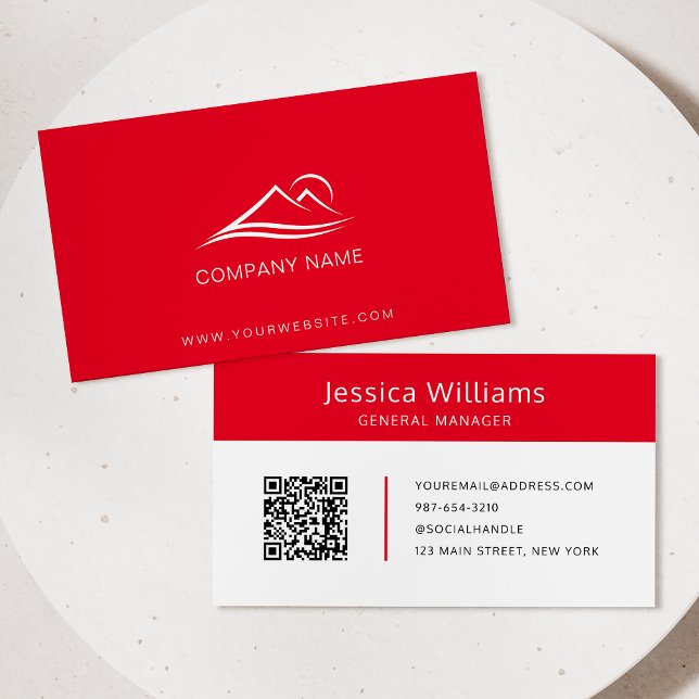 Tarjeta De Visita QR Code Business Logo Profesional Rojo Moderno (Subido por el creador)