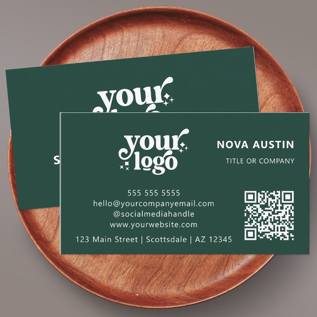 Tarjeta De Visita QR Code Business Logo Profesional Verde Moderno (Subido por el creador)
