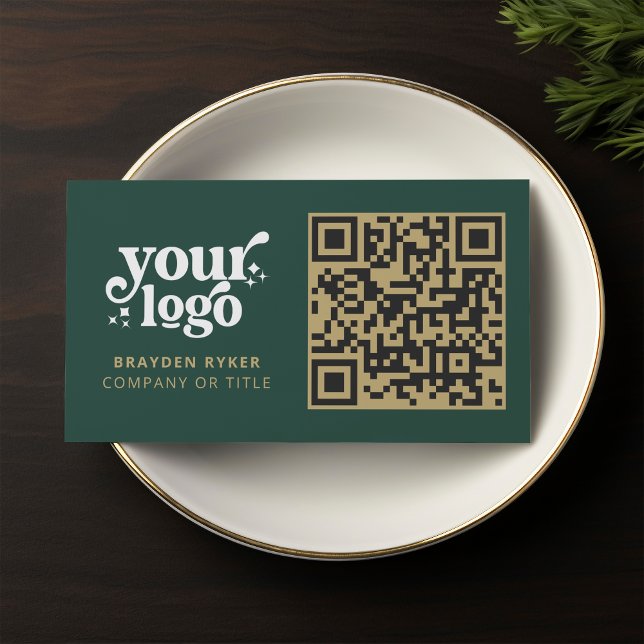 Tarjeta De Visita QR Code Business Logo Profesional Verde Moderno (Subido por el creador)
