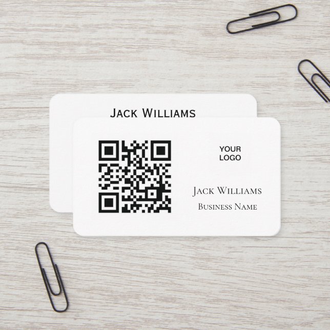 Tarjeta De Visita QR Code Business Logo Simple Profesional Moderno (Anverso/Reverso In Situ)
