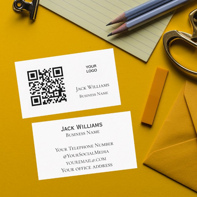 Tarjeta De Visita QR Code Business Logo Simple Profesional Moderno (Subido por el creador)