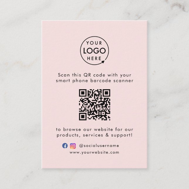 Tarjeta De Visita QR Code Business Website Escanme Social Media Pink (Anverso)