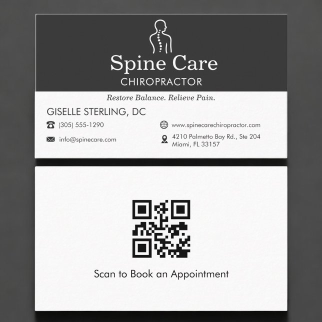 Tarjeta De Visita QR Code Chiropractor Office Spine Logo (Subido por el creador)