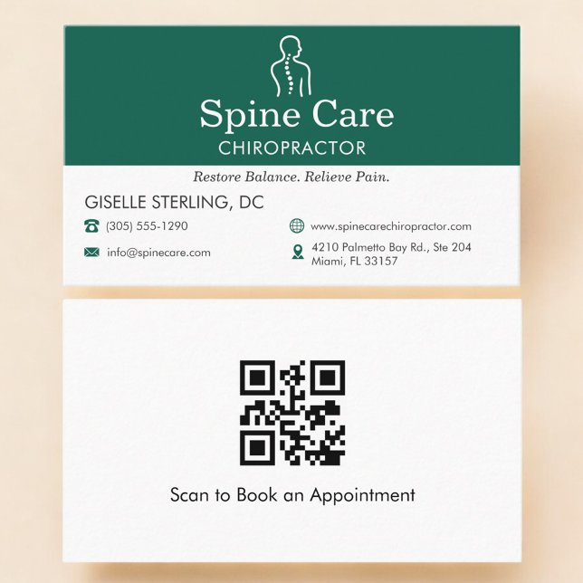 Tarjeta De Visita QR Code Chiropractor Spine Care Office Icon (Subido por el creador)
