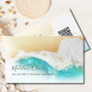Tarjeta De Visita QR Code Coastal Beach Profesional Moderno