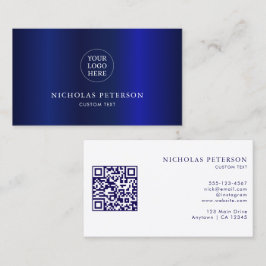 Tarjeta De Visita QR Code Company Logo Navy Blue Gradiente moderno