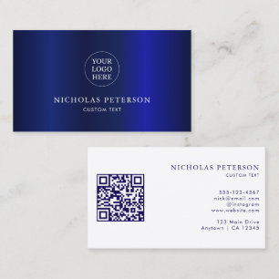 Tarjeta De Visita QR Code Company Logo Navy Blue Gradiente moderno