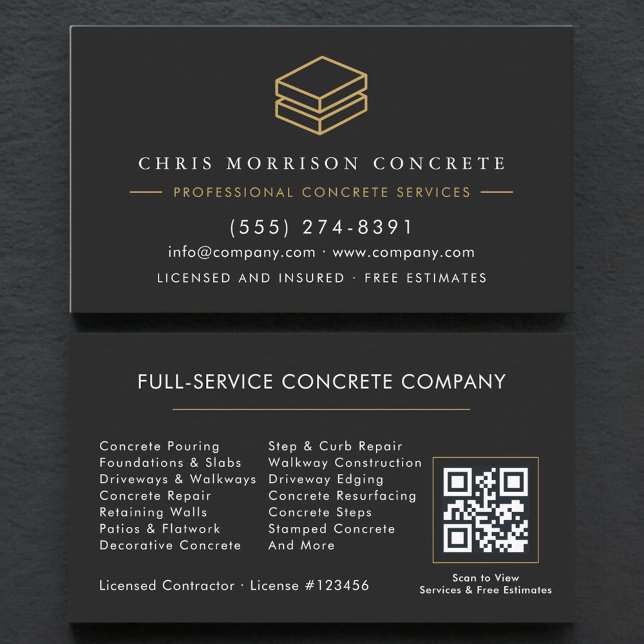 Tarjeta De Visita QR Code Concrete & Cement Services Company (Subido por el creador)