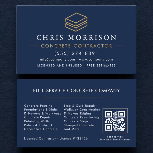 Tarjeta De Visita QR Code Concrete Construction Services (Subido por el creador)