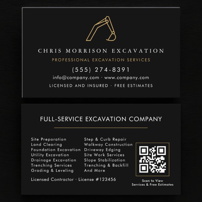 Tarjeta De Visita QR Code Construction Excavator Heavy Equipment (Subido por el creador)