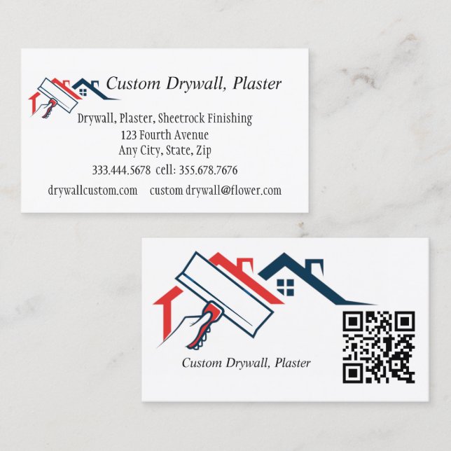 Tarjeta De Visita QR Code Drywall, Plaster, Sheetrock Finishing  (Anverso / Reverso)