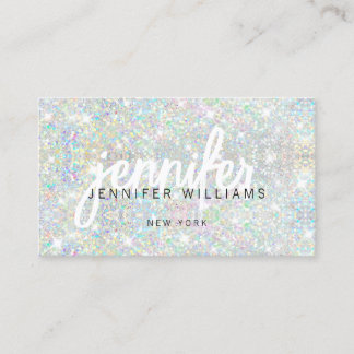 Tarjeta De Visita QR Code Elegant Holographic Glitter Beauty