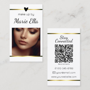Tarjeta De Visita QR Code Elegant Modern Gold Heart Photo Template
