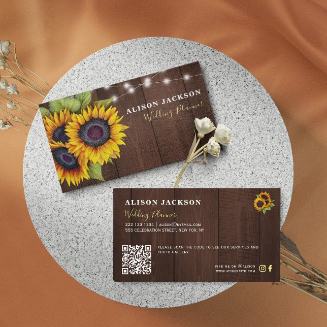 Tarjeta De Visita QR CODE girasoles rústicos girasoles planeamiento  (Subido por el creador)