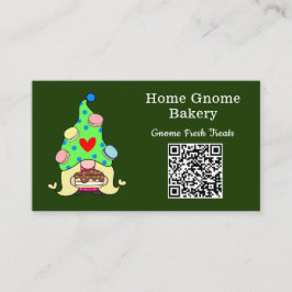 Tarjeta De Visita QR Code Gnome Hometown Bakery Dark Green