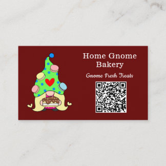 Tarjeta De Visita QR Code Gnome Hometown Bakery Dark Red