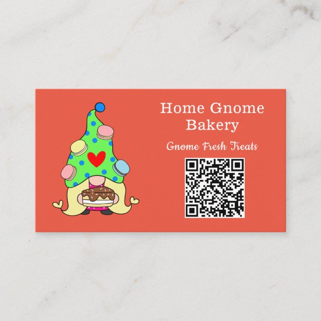 Tarjeta De Visita QR Code Gnome Hometown Bakery Naranja (Anverso)